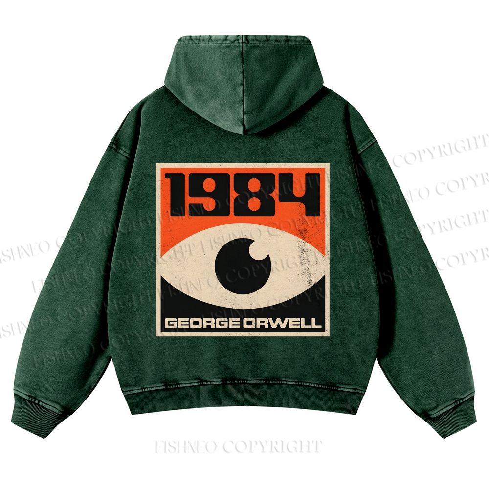 Casual Artistic Geometric Eyes Printed Washed Hoodie