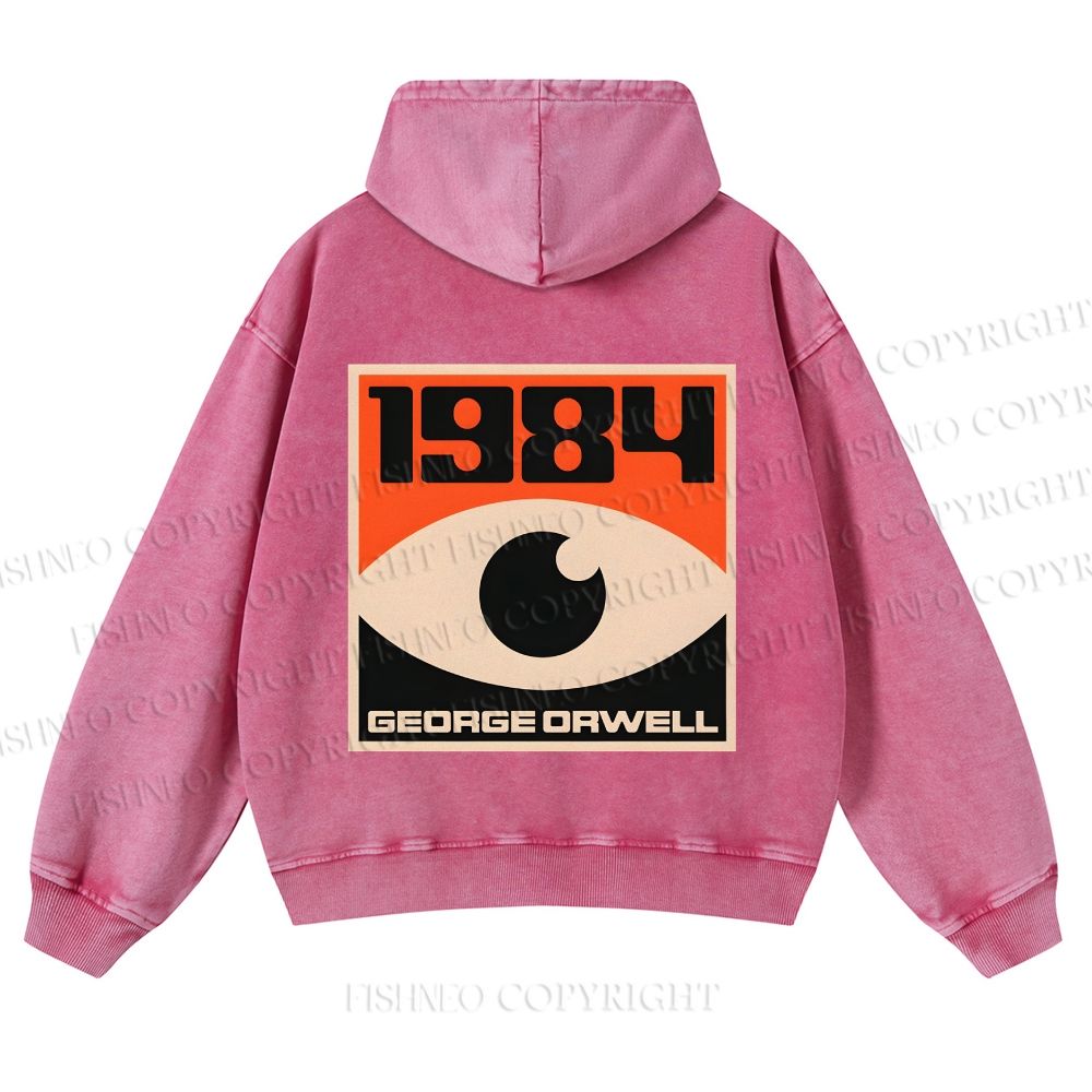 Casual Artistic Geometric Eyes Printed Washed Hoodie