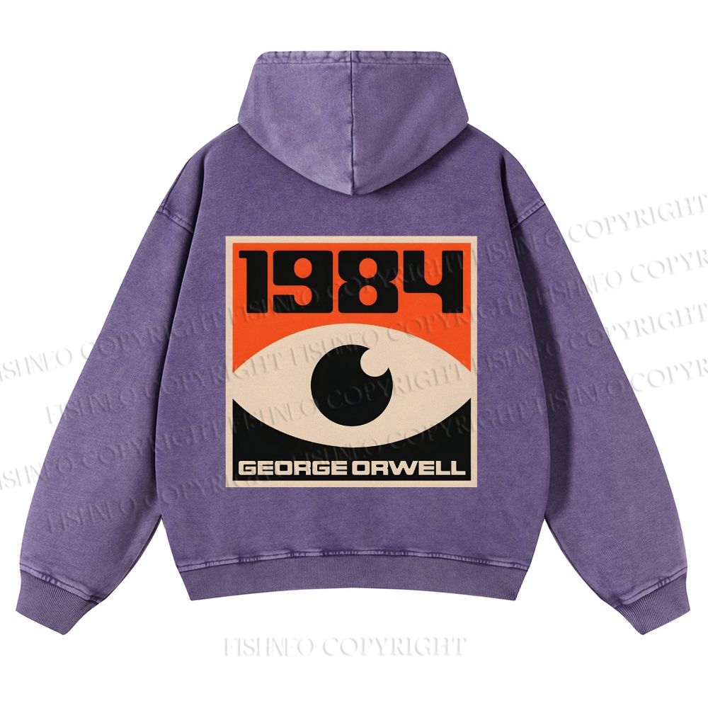 Casual Artistic Geometric Eyes Printed Washed Hoodie