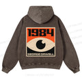 Casual Artistic Geometric Eyes Printed Washed Hoodie