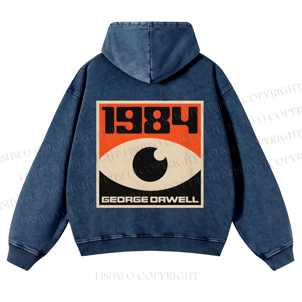 Casual Artistic Geometric Eyes Printed Washed Hoodie