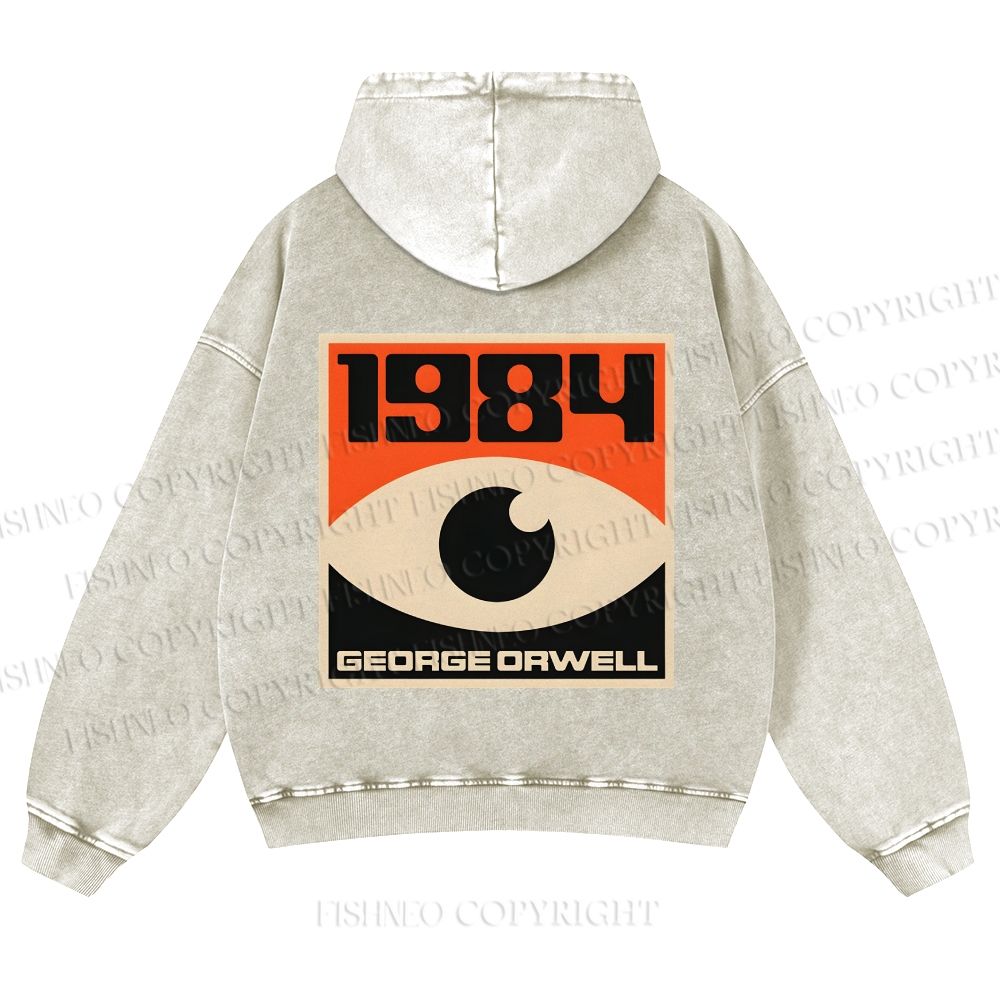 Casual Artistic Geometric Eyes Printed Washed Hoodie