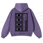 Casual Geometric Art Eyes Printed Washed Hoodie
