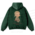 Casual Yoshitomo Nara Printed Washed Hoodie