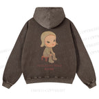 Casual Yoshitomo Nara Printed Washed Hoodie