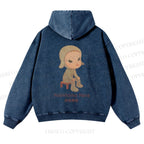 Casual Yoshitomo Nara Printed Washed Hoodie