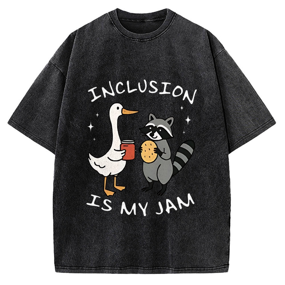 Inclusion Is My Jam Silly Goose And A Raccoon Vintage Washed T-shirt