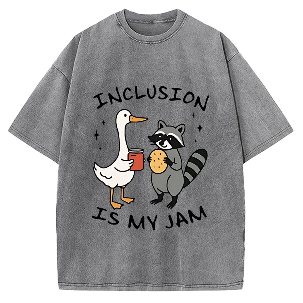 Inclusion Is My Jam Silly Goose And A Raccoon Vintage Washed T-shirt