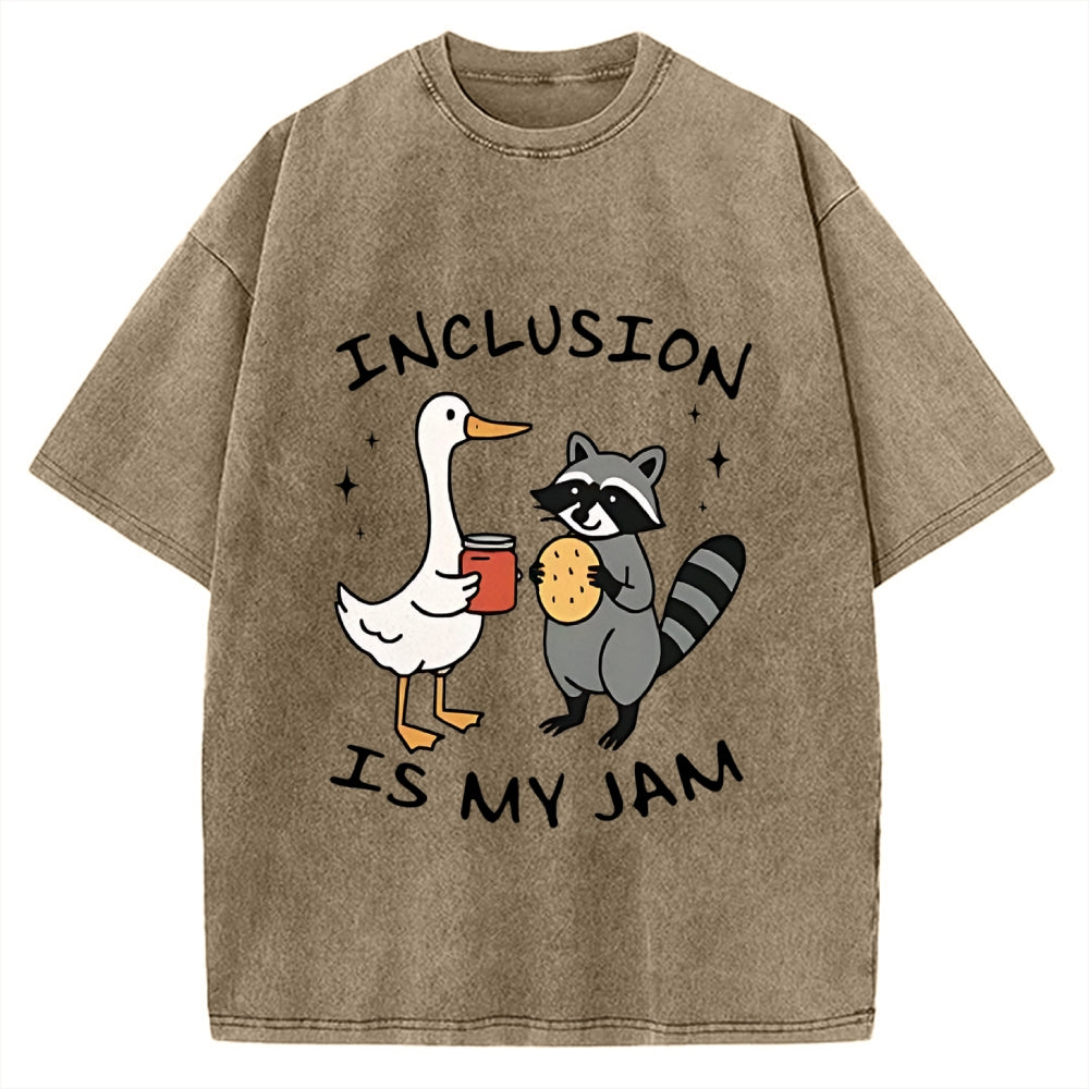 Inclusion Is My Jam Silly Goose And A Raccoon Vintage Washed T-shirt