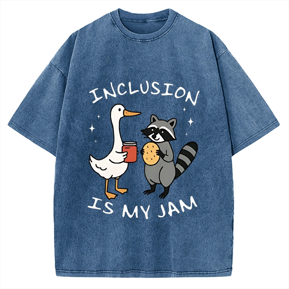 Inclusion Is My Jam Silly Goose And A Raccoon Vintage Washed T-shirt