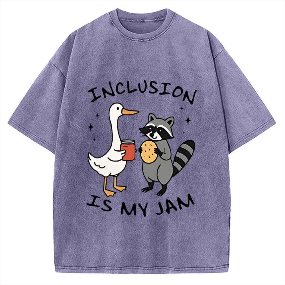 Inclusion Is My Jam Silly Goose And A Raccoon Vintage Washed T-shirt