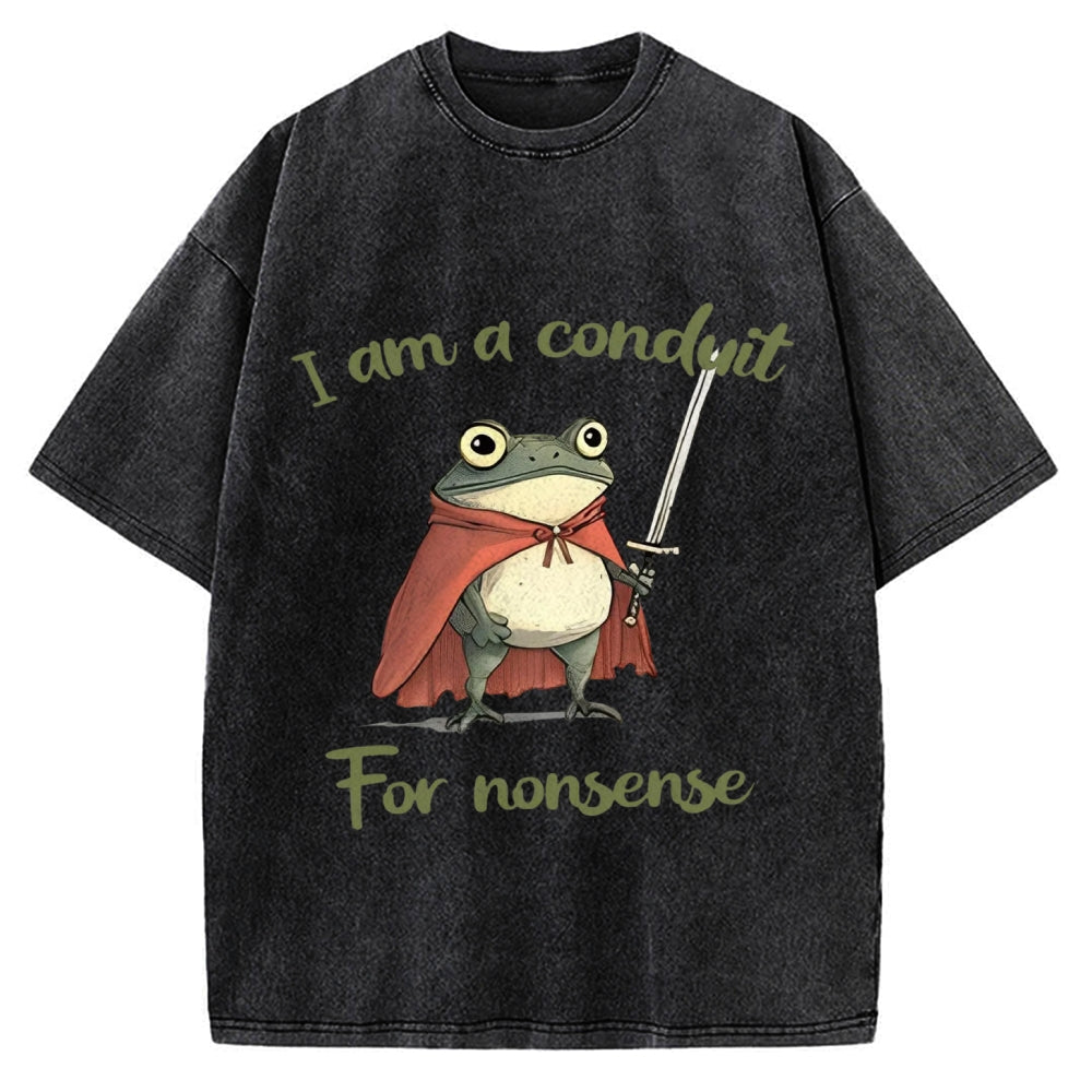 Conduit For Nonsense Funny Frog Vintage Washed T-shirt