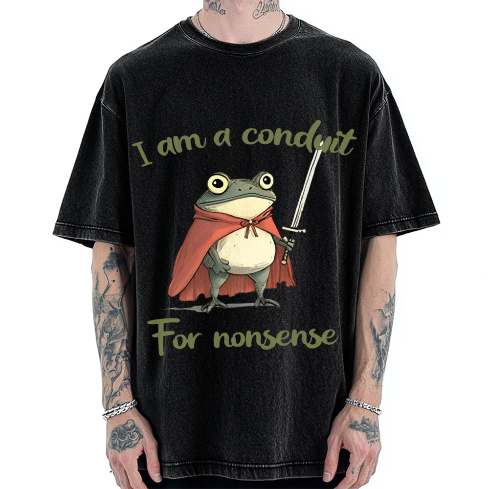 Conduit For Nonsense Funny Frog Vintage Washed T-shirt
