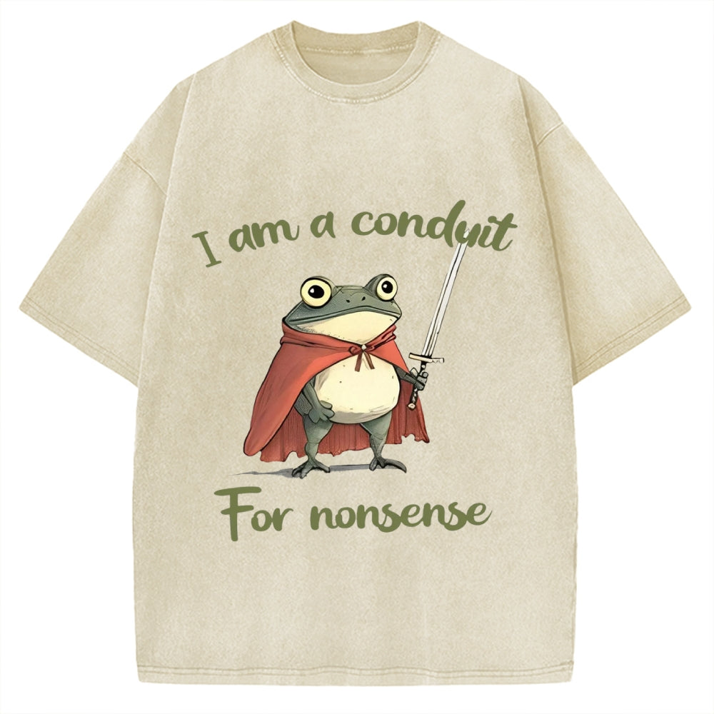 Conduit For Nonsense Funny Frog Vintage Washed T-shirt