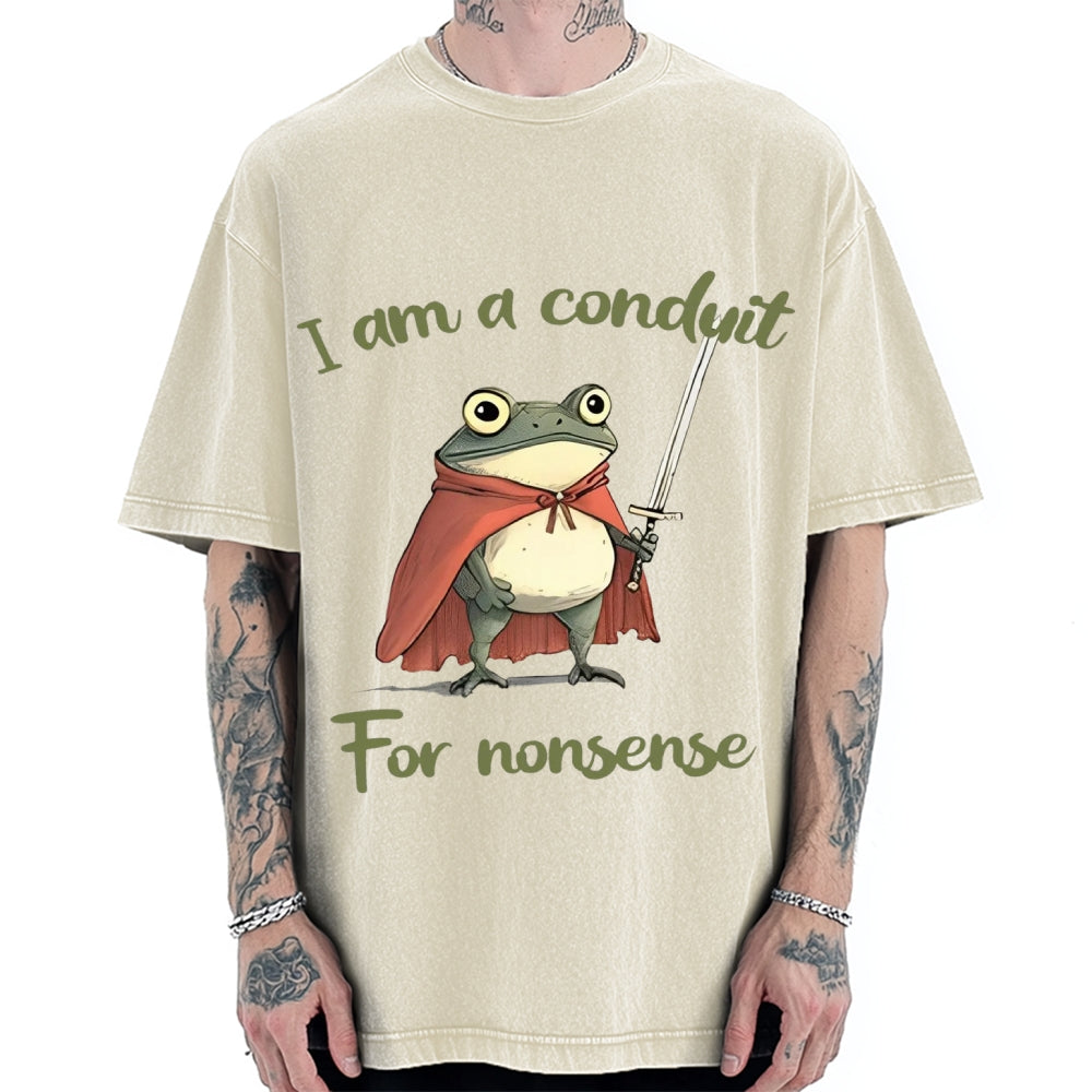 Conduit For Nonsense Funny Frog Vintage Washed T-shirt