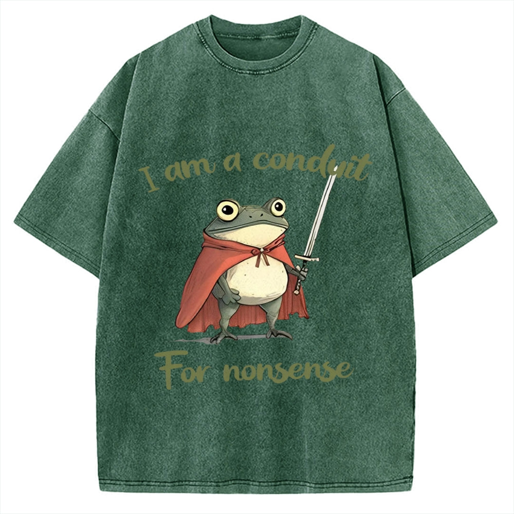 Conduit For Nonsense Funny Frog Vintage Washed T-shirt