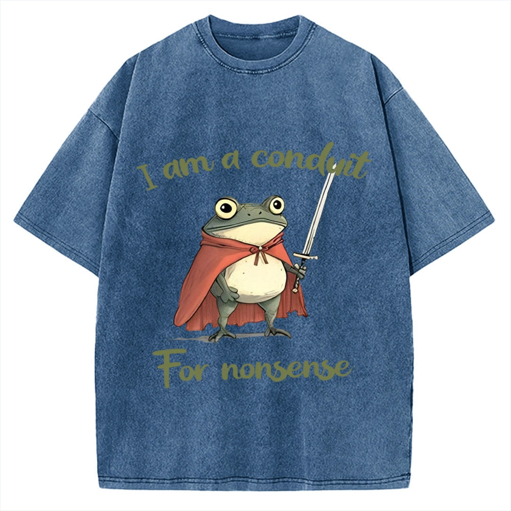 Conduit For Nonsense Funny Frog Vintage Washed T-shirt