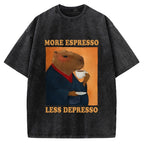 More Espresso Less Depresso Capybara Vintage Washed T-shirt