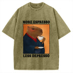 More Espresso Less Depresso Capybara Vintage Washed T-shirt