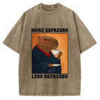 More Espresso Less Depresso Capybara Vintage Washed T-shirt