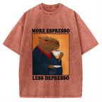 More Espresso Less Depresso Capybara Vintage Washed T-shirt