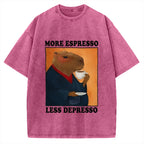 More Espresso Less Depresso Capybara Vintage Washed T-shirt
