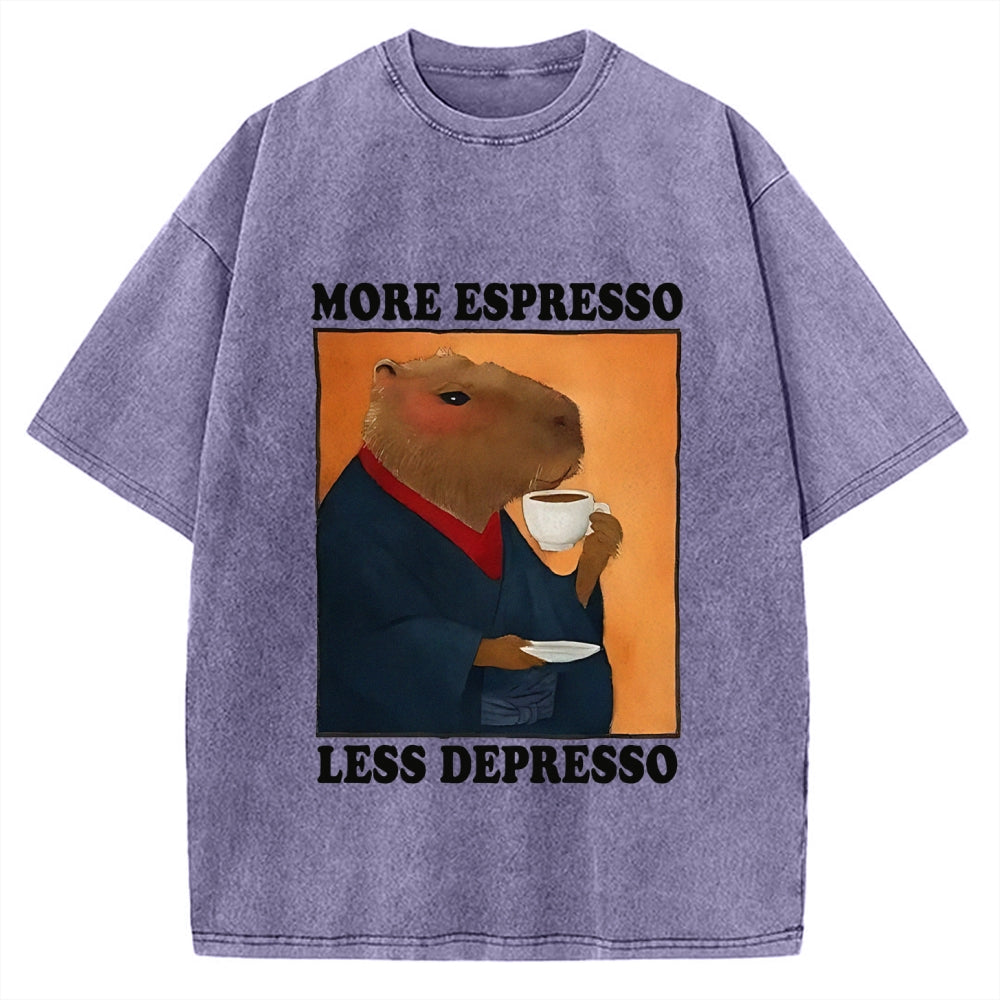 More Espresso Less Depresso Capybara Vintage Washed T-shirt