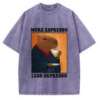 More Espresso Less Depresso Capybara Vintage Washed T-shirt