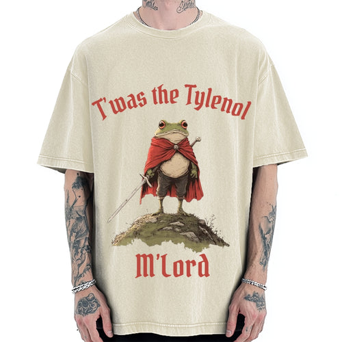 Funny Medieval Frog Knight twas the Tism M'lord Meme Vintage Washed T-shirt