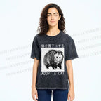 Unisex Adopt A Cat Printed Washed Tee