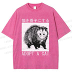 Unisex Adopt A Cat Printed Washed Tee