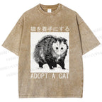 Unisex Adopt A Cat Printed Washed Tee