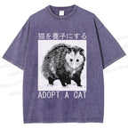 Unisex Adopt A Cat Printed Washed Tee