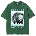 Unisex Adopt A Cat Printed Washed Tee