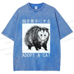 Unisex Adopt A Cat Printed Washed Tee