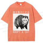 Unisex Adopt A Cat Printed Washed Tee
