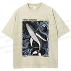Unisex Yayoi Kusama Ocean Dolphins Printed Washed Tee