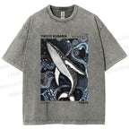 Unisex Yayoi Kusama Ocean Dolphins Printed Washed Tee