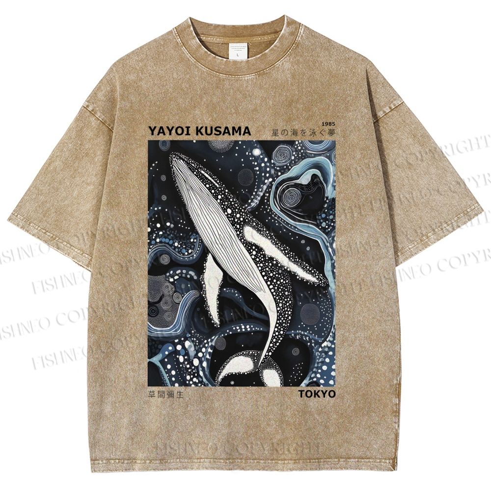 Unisex Yayoi Kusama Ocean Dolphins Printed Washed Tee