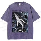 Unisex Yayoi Kusama Ocean Dolphins Printed Washed Tee