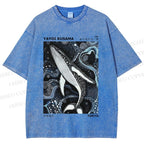 Unisex Yayoi Kusama Ocean Dolphins Printed Washed Tee