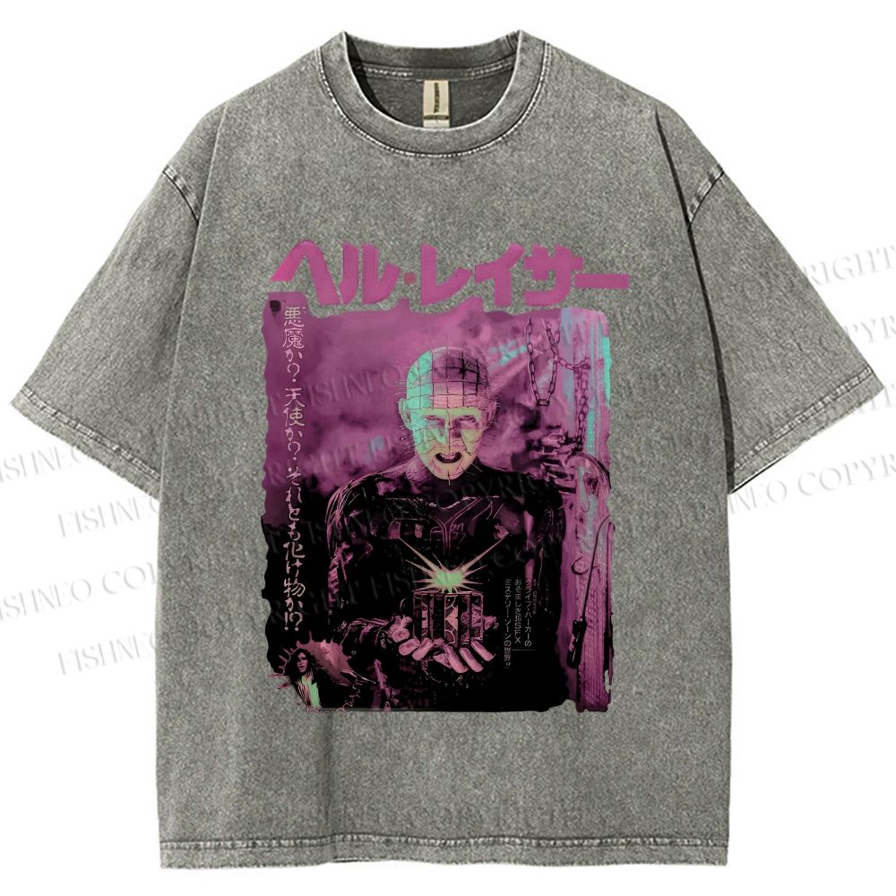 Unisex Hellraiser Pinhead Japanese Printed Washed Tee