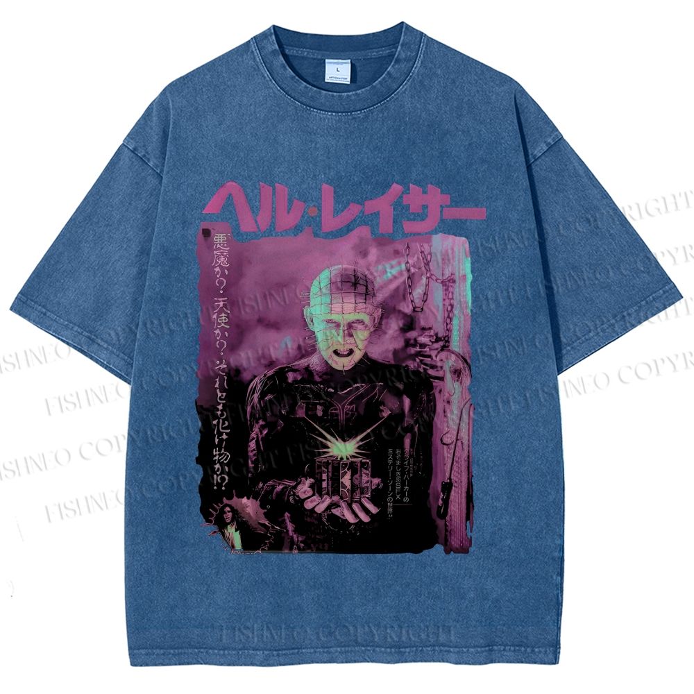 Unisex Hellraiser Pinhead Japanese Printed Washed Tee