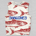 Unisex Vintage Sardine Fish Printed Tank Top