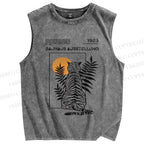 Unisex Bauhaus Panther Printed Washed Tank Top