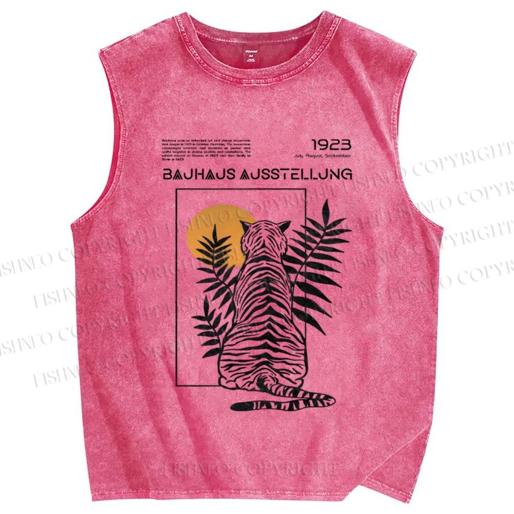 Unisex Bauhaus Panther Printed Washed Tank Top