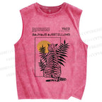 Unisex Bauhaus Panther Printed Washed Tank Top