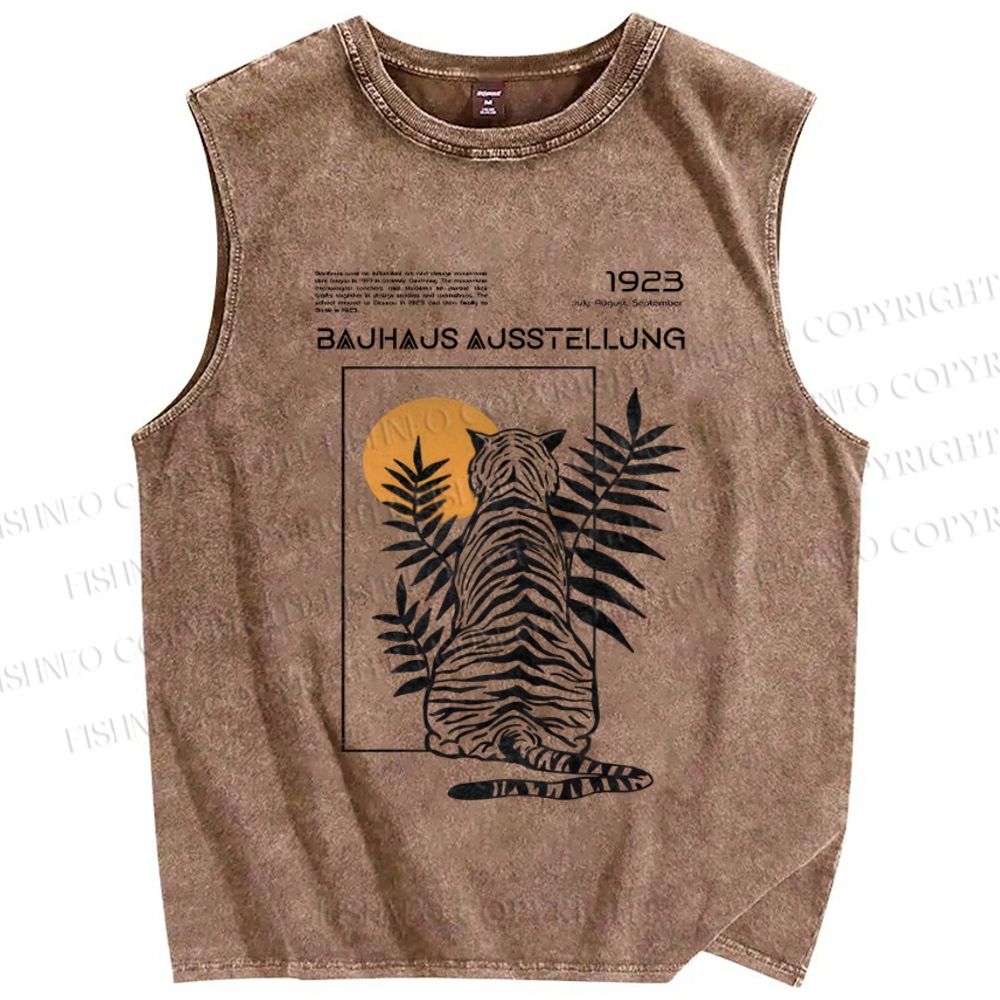 Unisex Bauhaus Panther Printed Washed Tank Top