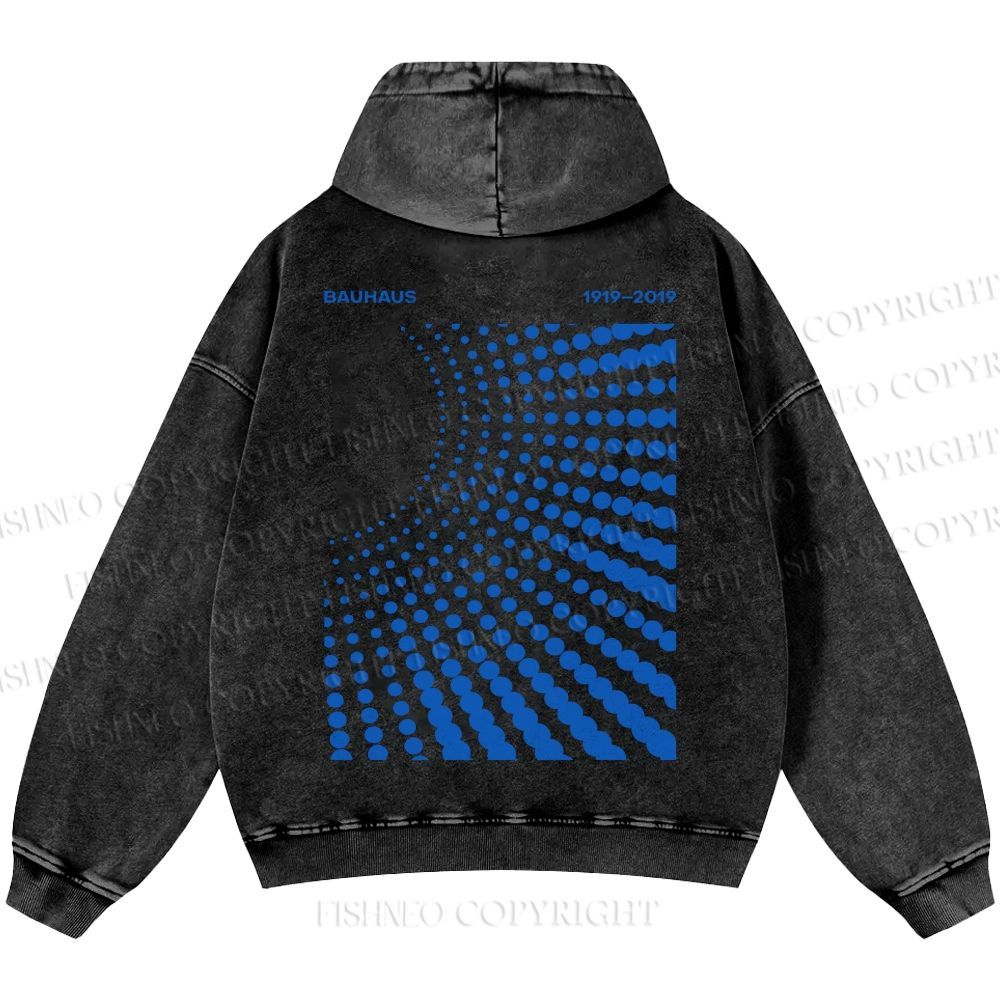 Unisex Casual Bauhaus Design Printed Washed Hoodie