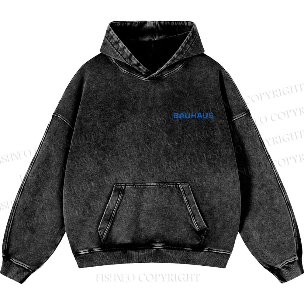 Unisex Casual Bauhaus Design Printed Washed Hoodie